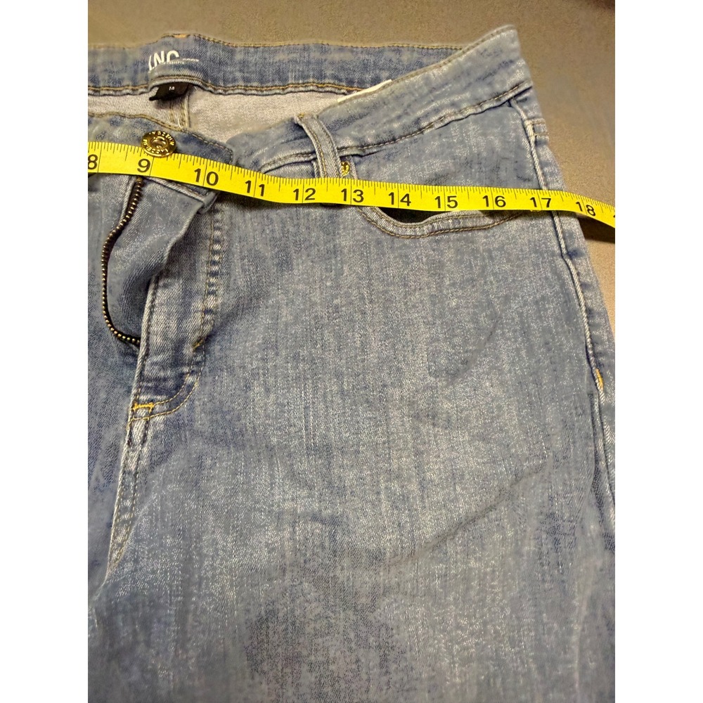 INC International Concepts Womens Size 14 Bootcut Jeans Medium Wash Raw Hem Gold - Picture 4 of 7